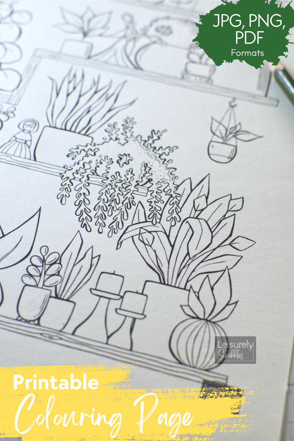 DIGITAL PRODUCT - 'Plants On The Shelf' Colouring Page