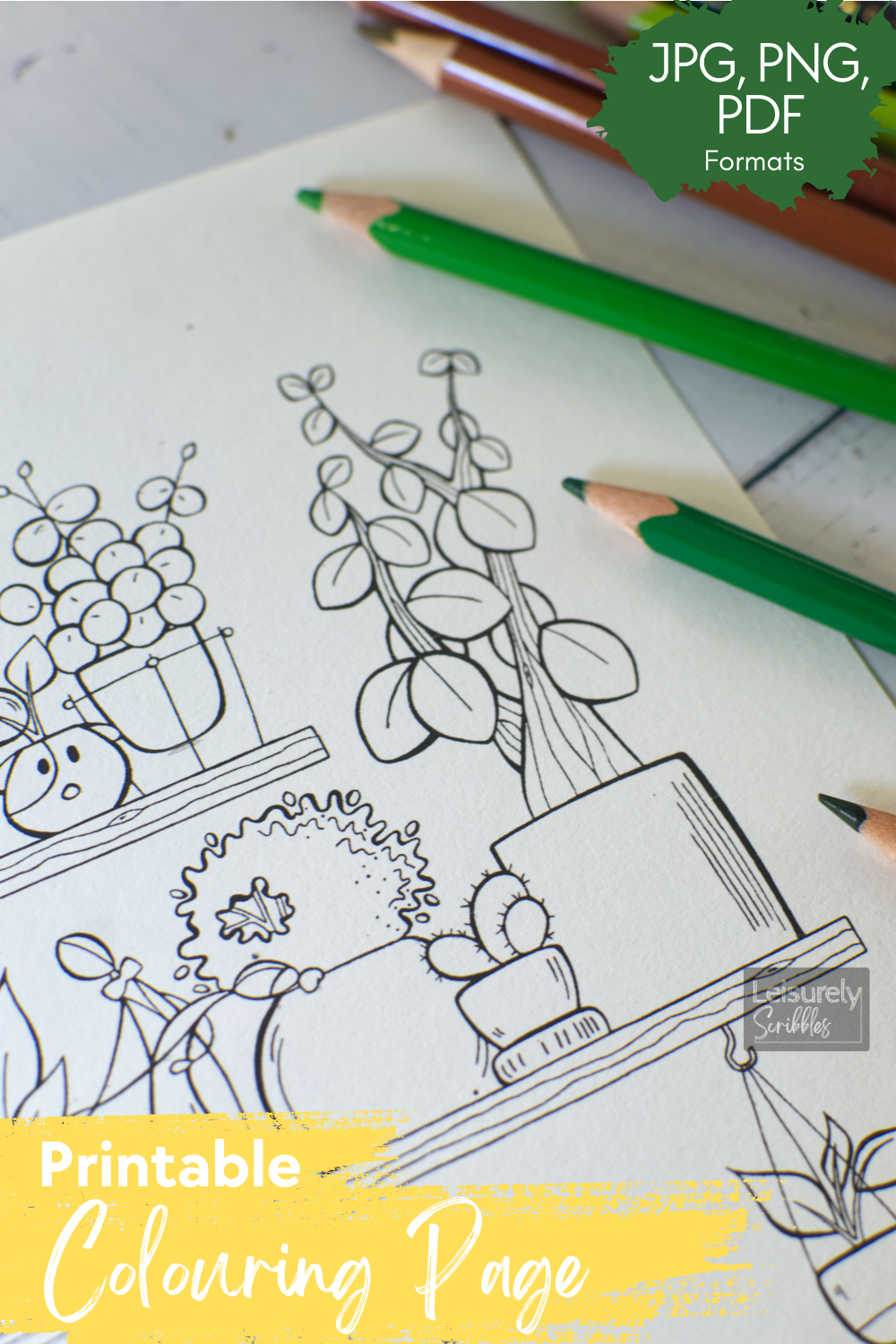 DIGITAL PRODUCT - 'Plants On The Shelf' Colouring Page
