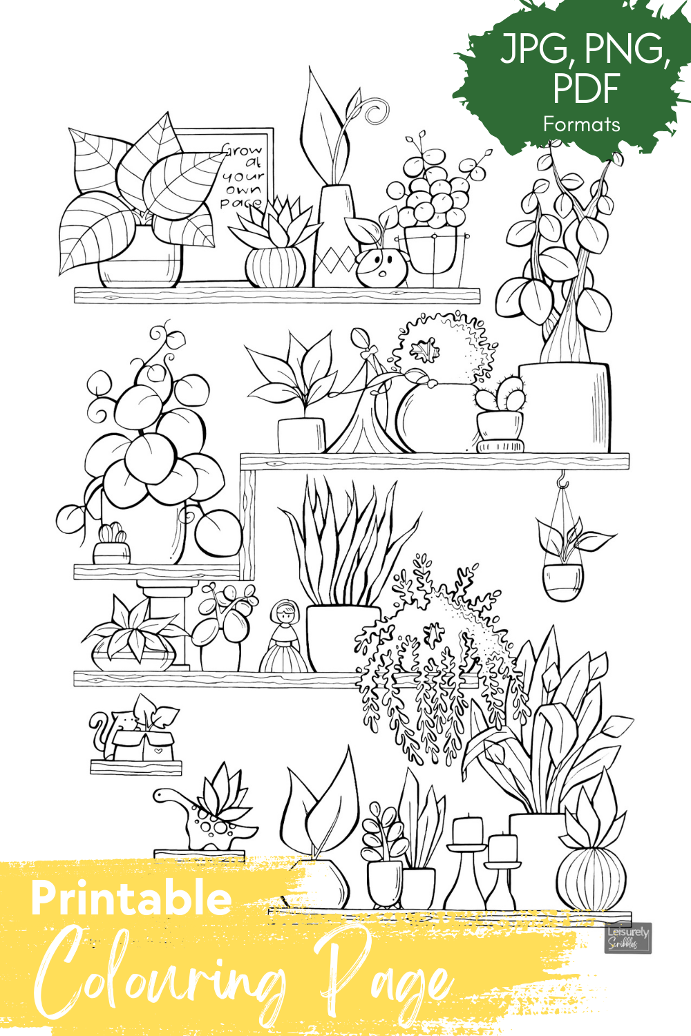 DIGITAL PRODUCT - 'Plants On The Shelf' Colouring Page