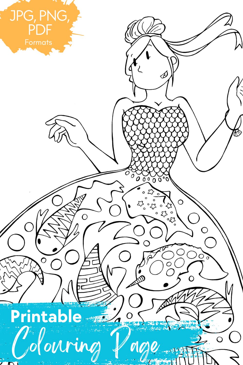 DIGITAL PRODUCT - 'It's A Fish-tacular Dress' Colouring Page