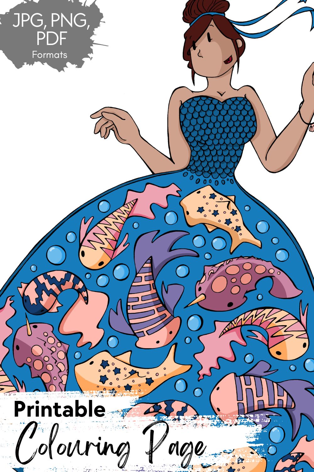 DIGITAL PRODUCT - 'It's A Fish-tacular Dress' Colouring Page