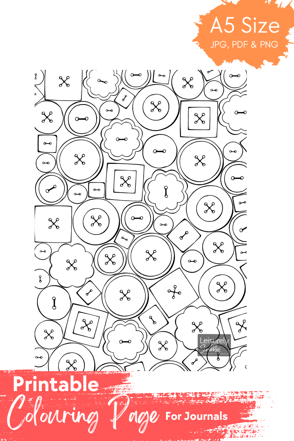 DIGITAL PRODUCT - 'Buttons' Colouring Page