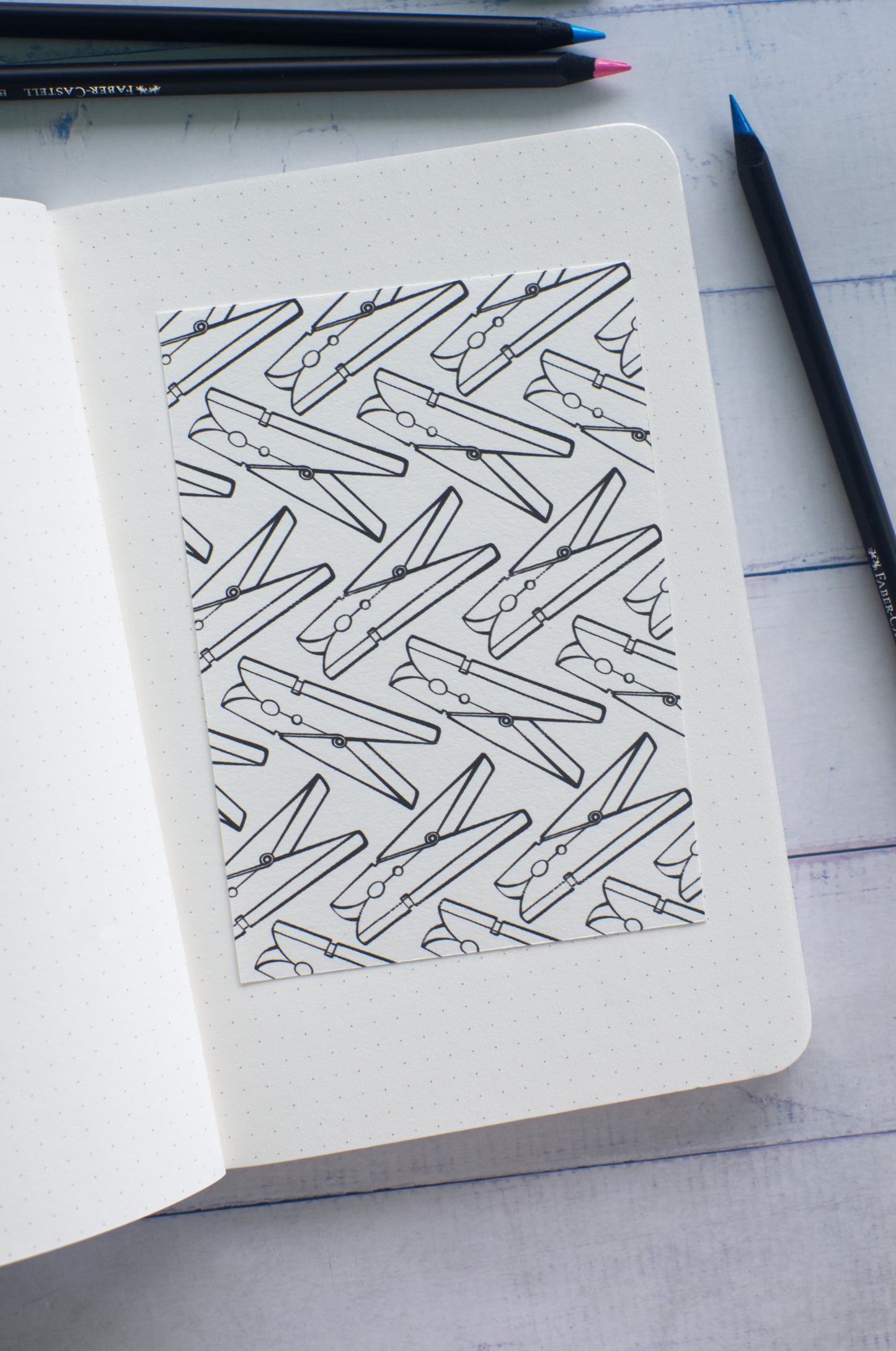 DIGITAL PRODUCT - 'Everyday Things-Clothespins' Colouring Page | A4, A5 & A6 Sizes | JPG & PDF Format