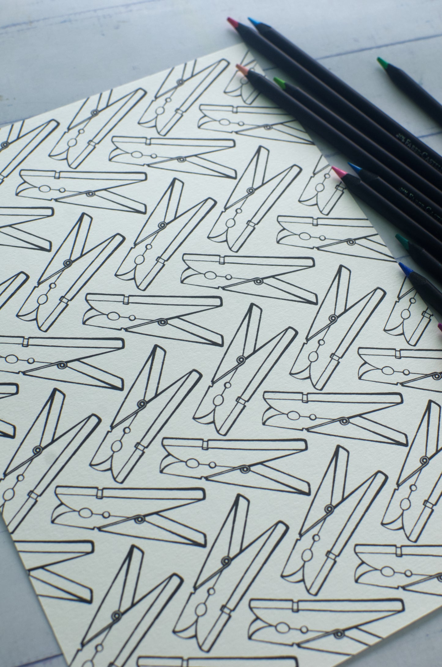 DIGITAL PRODUCT - 'Everyday Things-Clothespins' Colouring Page | A4, A5 & A6 Sizes | JPG & PDF Format