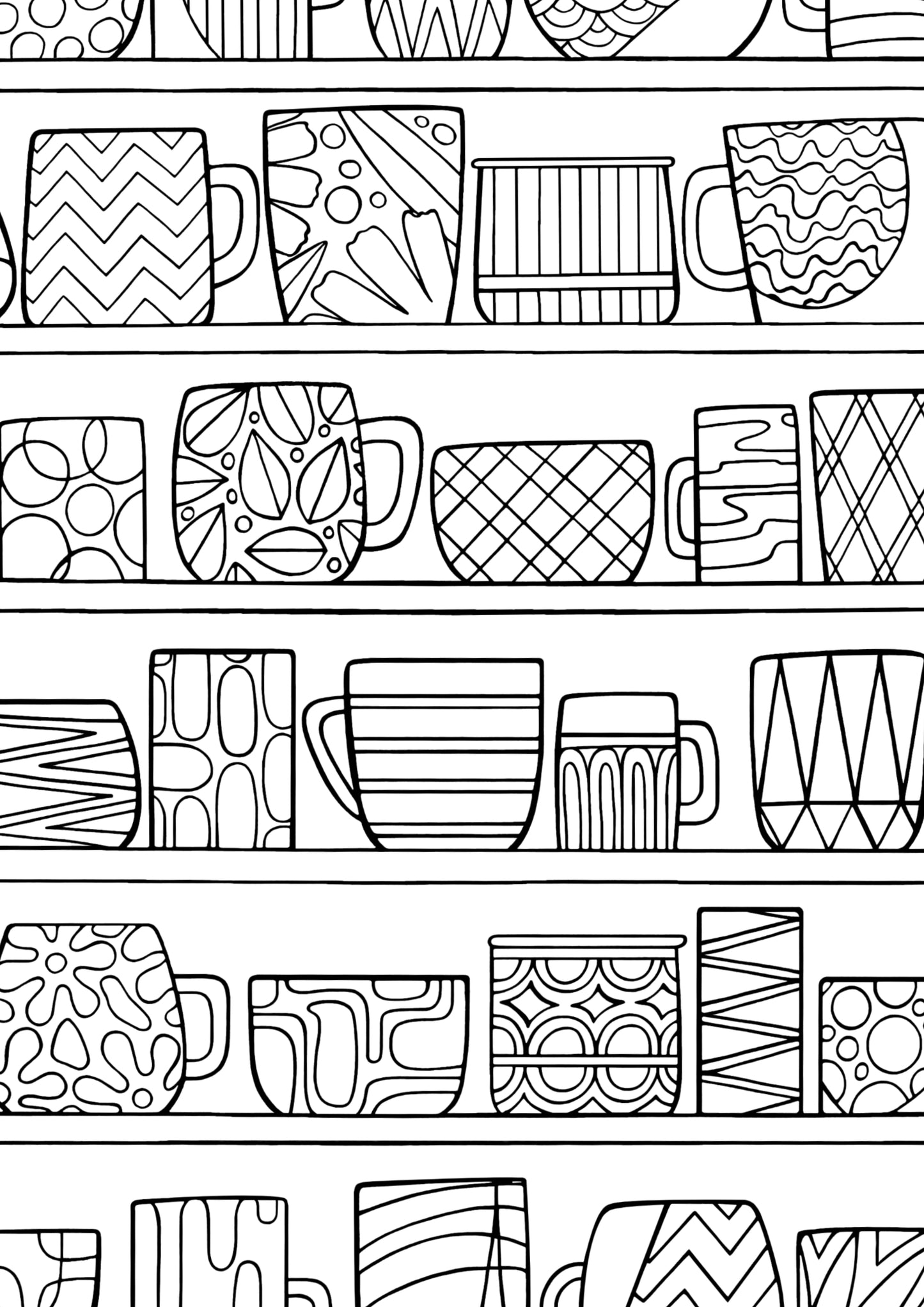 DIGITAL PRODUCT - 'Coffee Mugs' Colouring Page