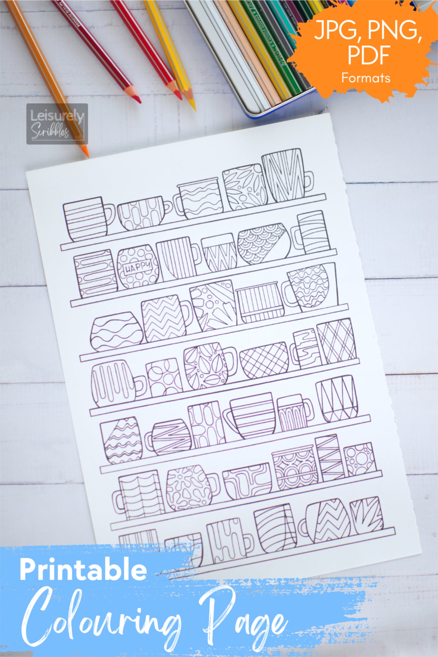 DIGITAL PRODUCT - 'Play With Patterns' Colouring Pages Collection | 7 Colouring Pages | A4 (21 x 29.5 cm) | JPGs