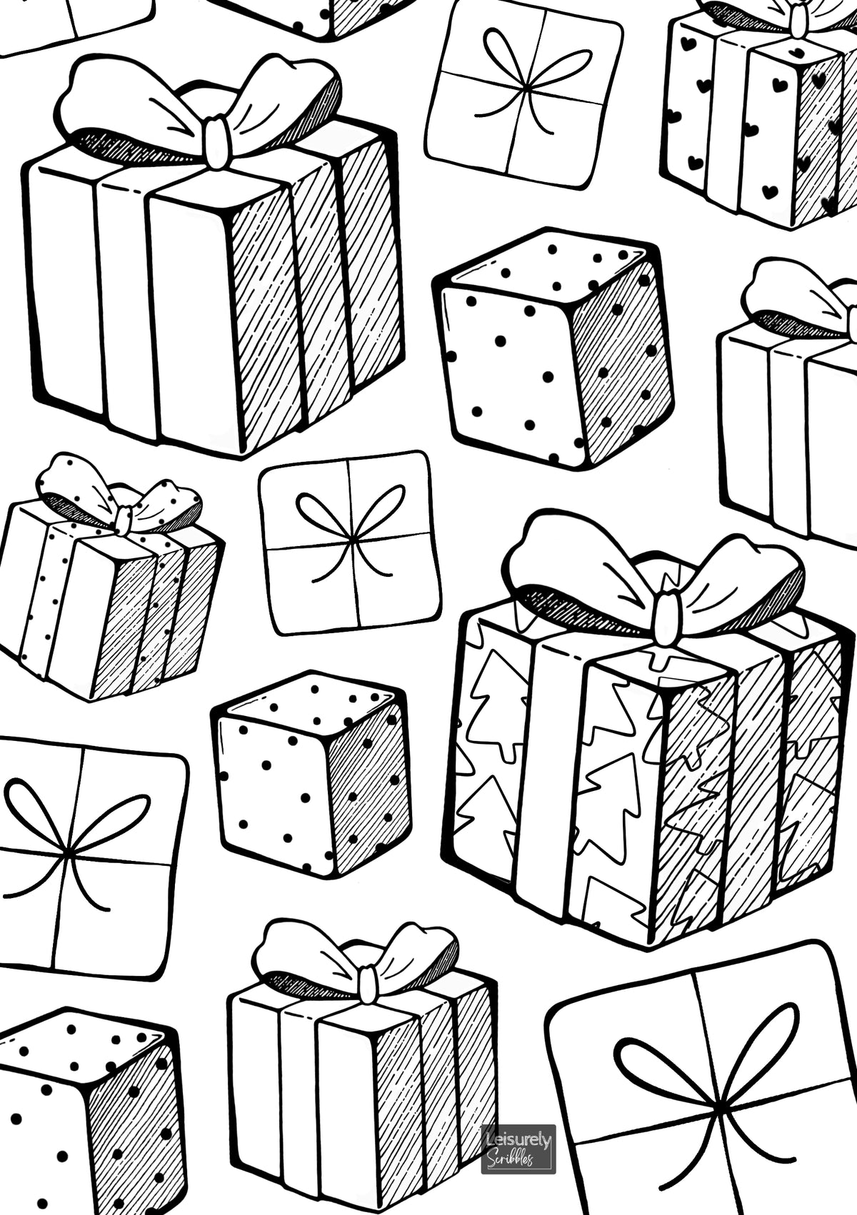 Digital-COLOURING PAGES- 'Tis The Season-Stockings, Gifts & Merry Minis' | A4(21x29.5cm) & A5(14.8x21cm) | JPG & PDF