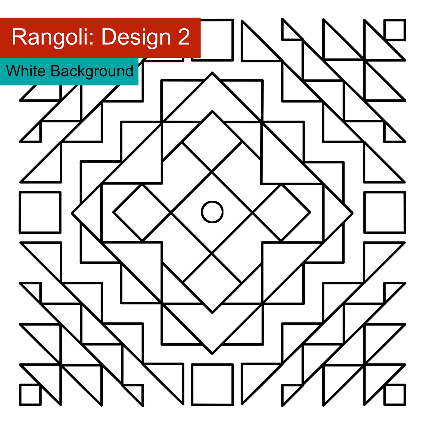 DIGITAL PRODUCT - 'Rangoli' Colouring Page | 2 Designs | Sizes: 21 cm X 21 cm | JPG & PDF