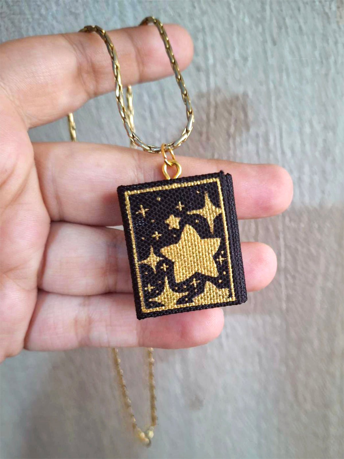 Miniature Book (Diary) Pendant: 'Stars' | Hand-Made | Miniature Diary | Pendant | Unique Gift | Hand-Crafted Pendant