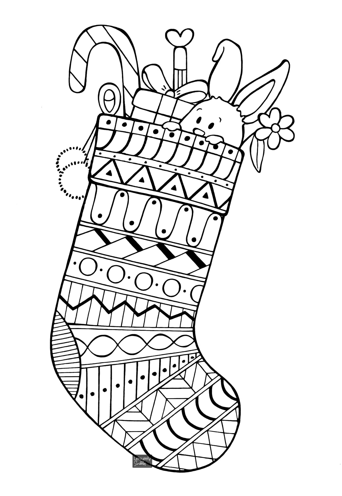 Digital-COLOURING PAGES- 'Tis The Season-Stockings, Gifts & Merry Minis' | A4(21x29.5cm) & A5(14.8x21cm) | JPG & PDF