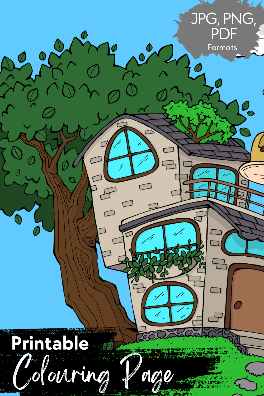 DIGITAL PRODUCT - 'House On The Hill' Colouring Page