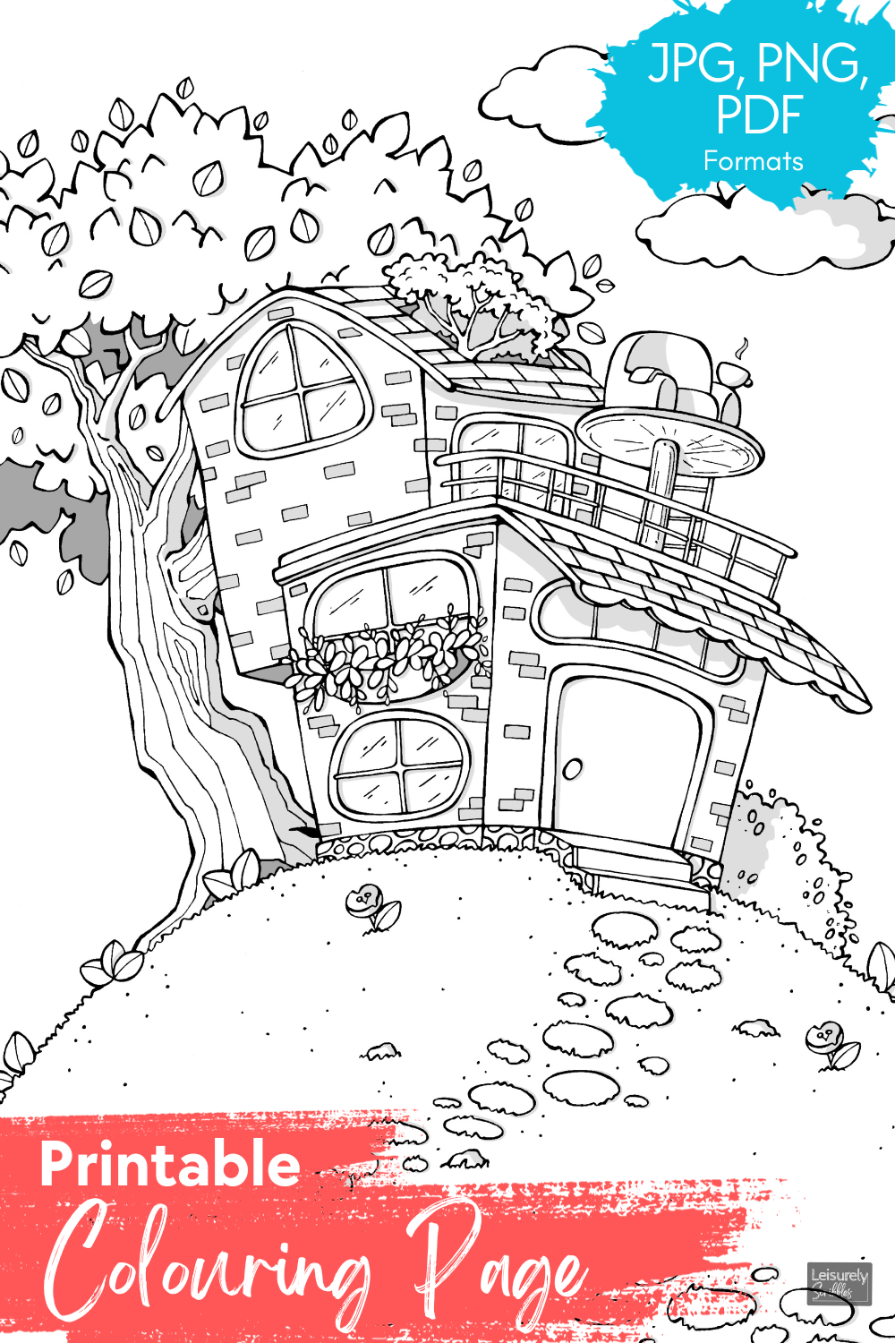 DIGITAL PRODUCT - 'House On The Hill' Colouring Page