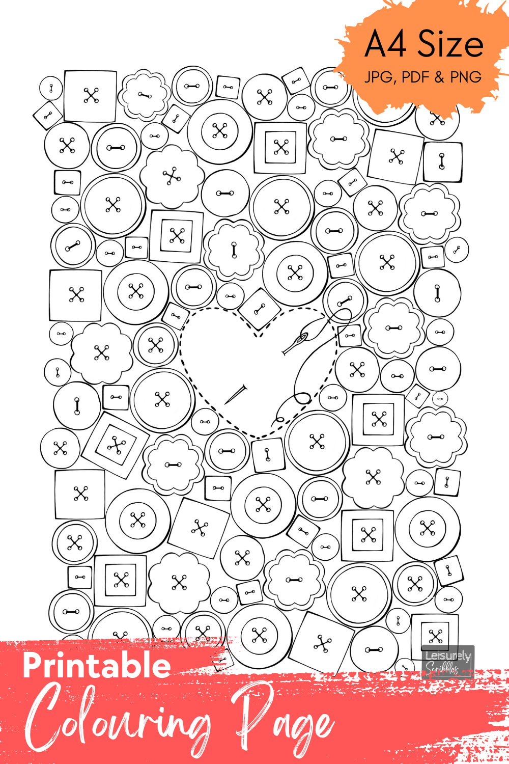DIGITAL PRODUCT - 'Buttons' Colouring Page – LeisurelyScribbles