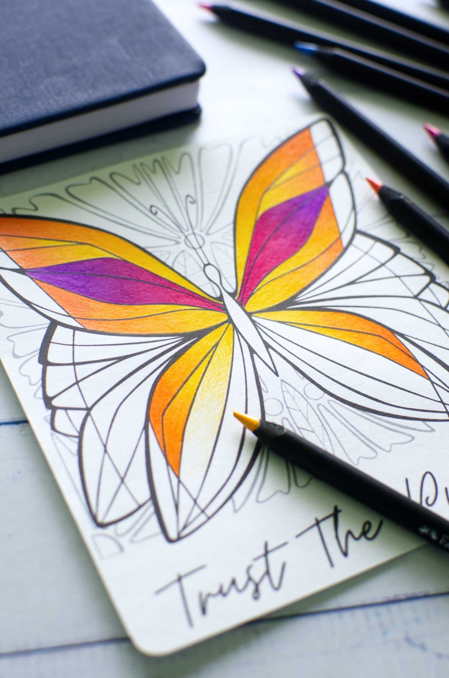 DIGITAL PRODUCT - 'Butterfly' 3 Colouring Page Designs + Bookmark | Sizes:A4(21x29.5cm) A5(14.8x21cm) & 14.8x14.8cm | JPG