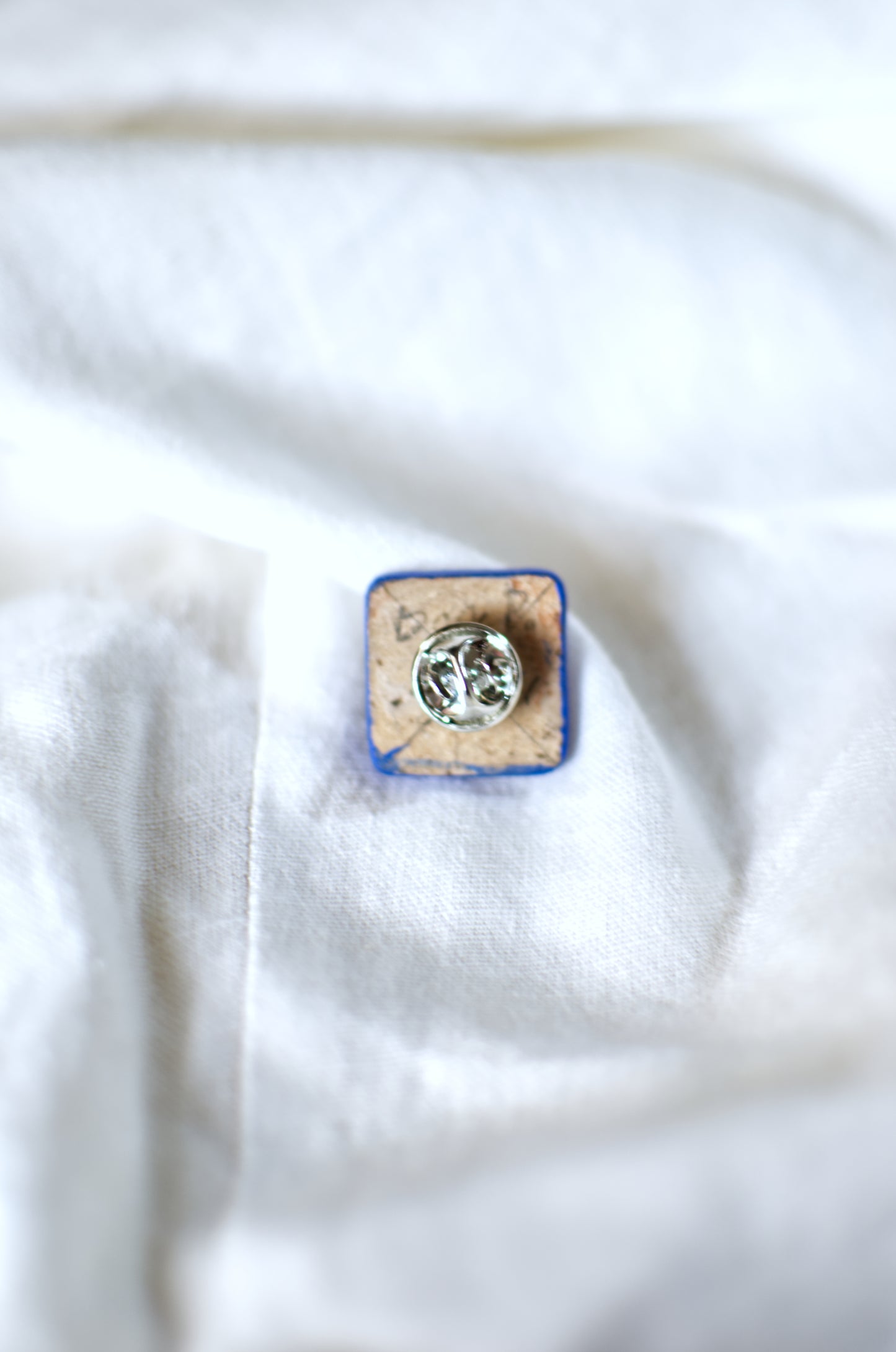 Tiny Painting You Can Wear: Electric Blue, Navy Blue, Red-Gold Hearts Pin | Lapel Pin | Brooch