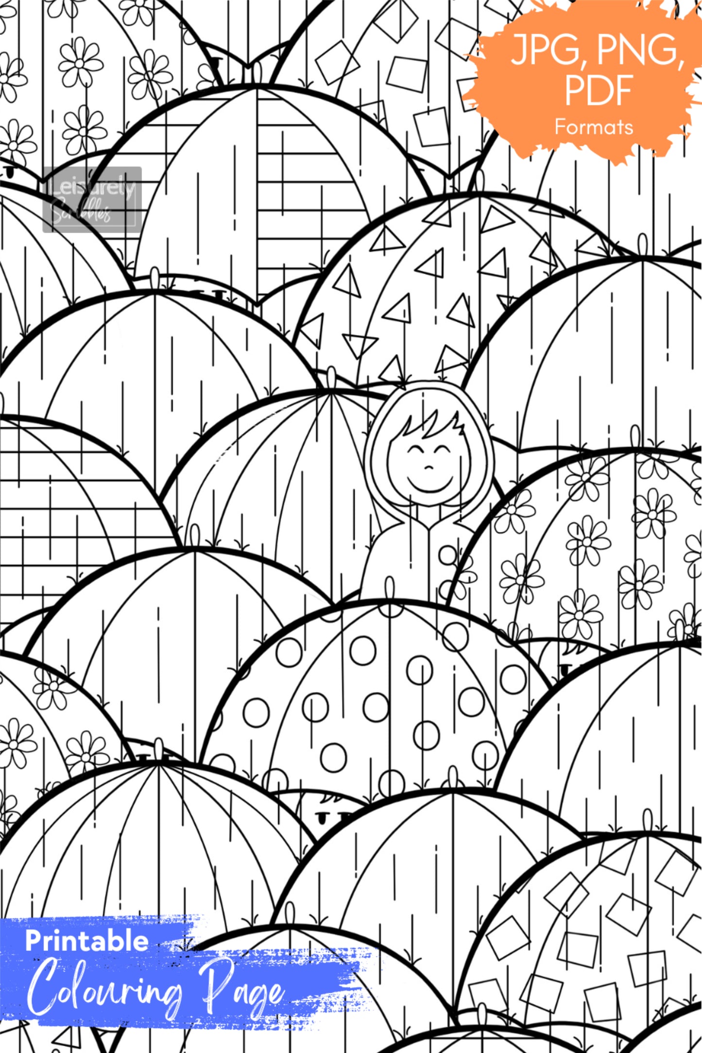 DIGITAL PRODUCT - 'Rain' Colouring Page