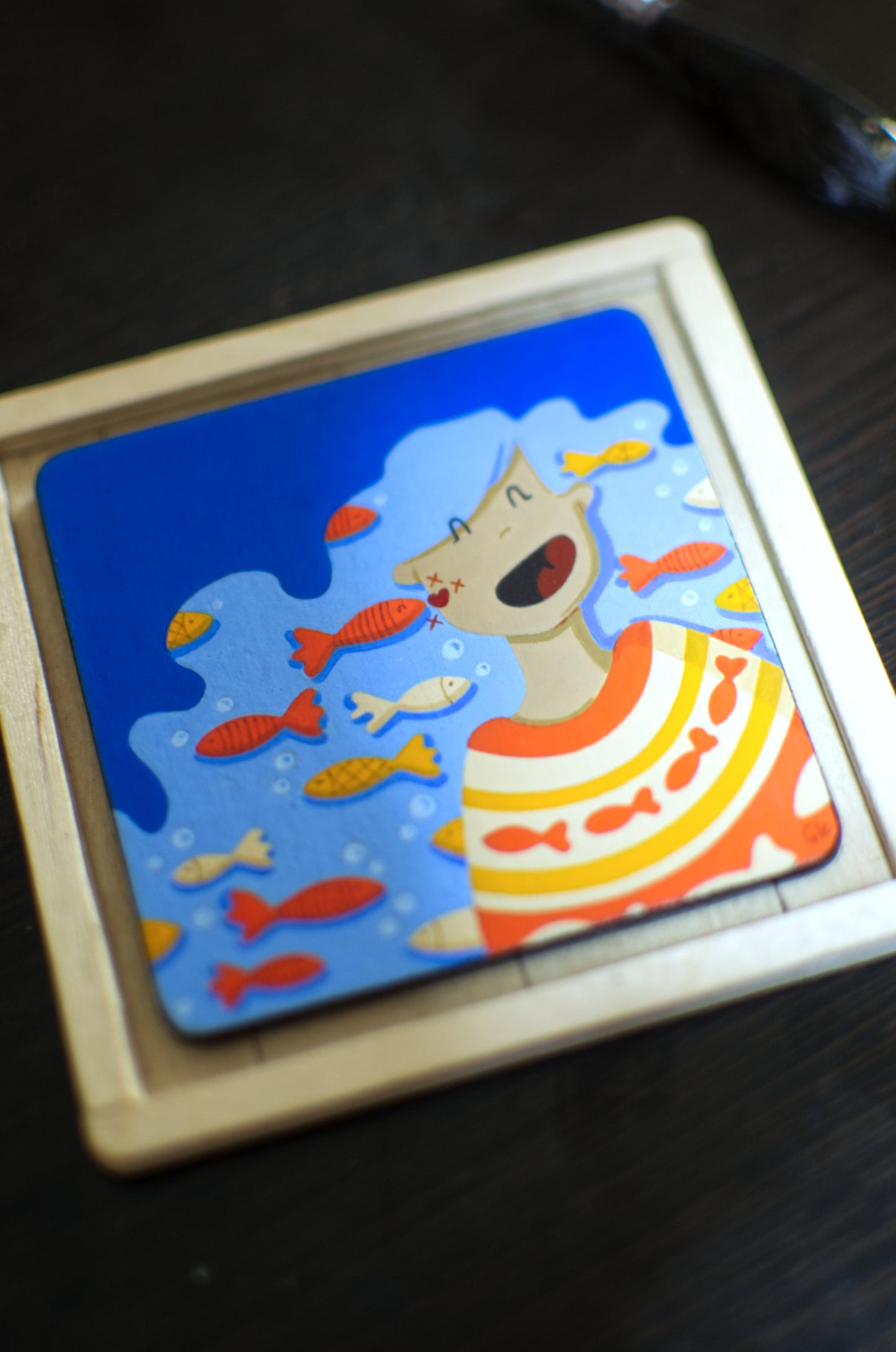 Mini Painting (Original): Fishy Kisses