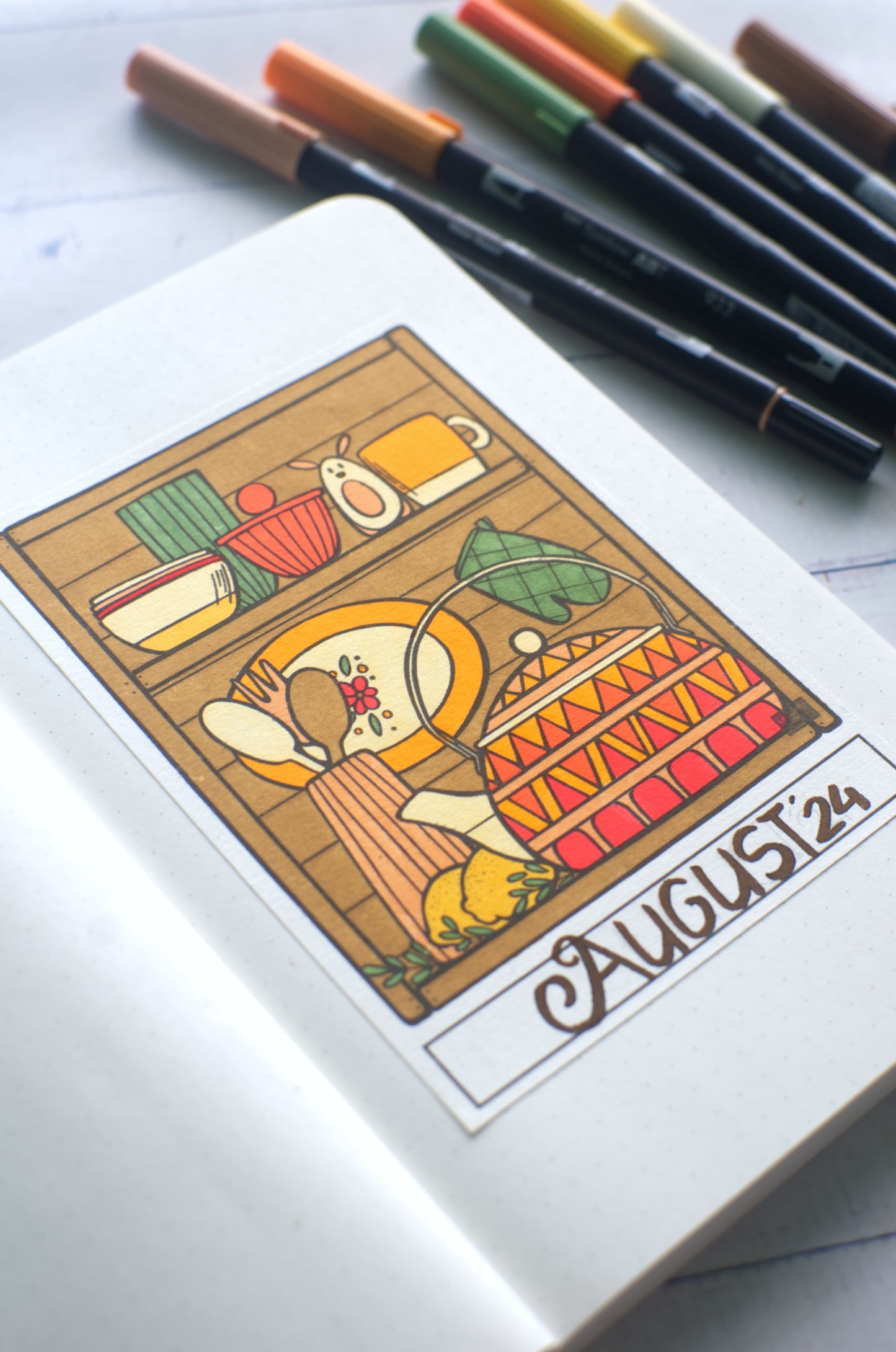 DIGITAL PRODUCT - 'Kitchen Shelf' Colouring Page | 2 Variations  | A4 | A5 & A6 Sizes