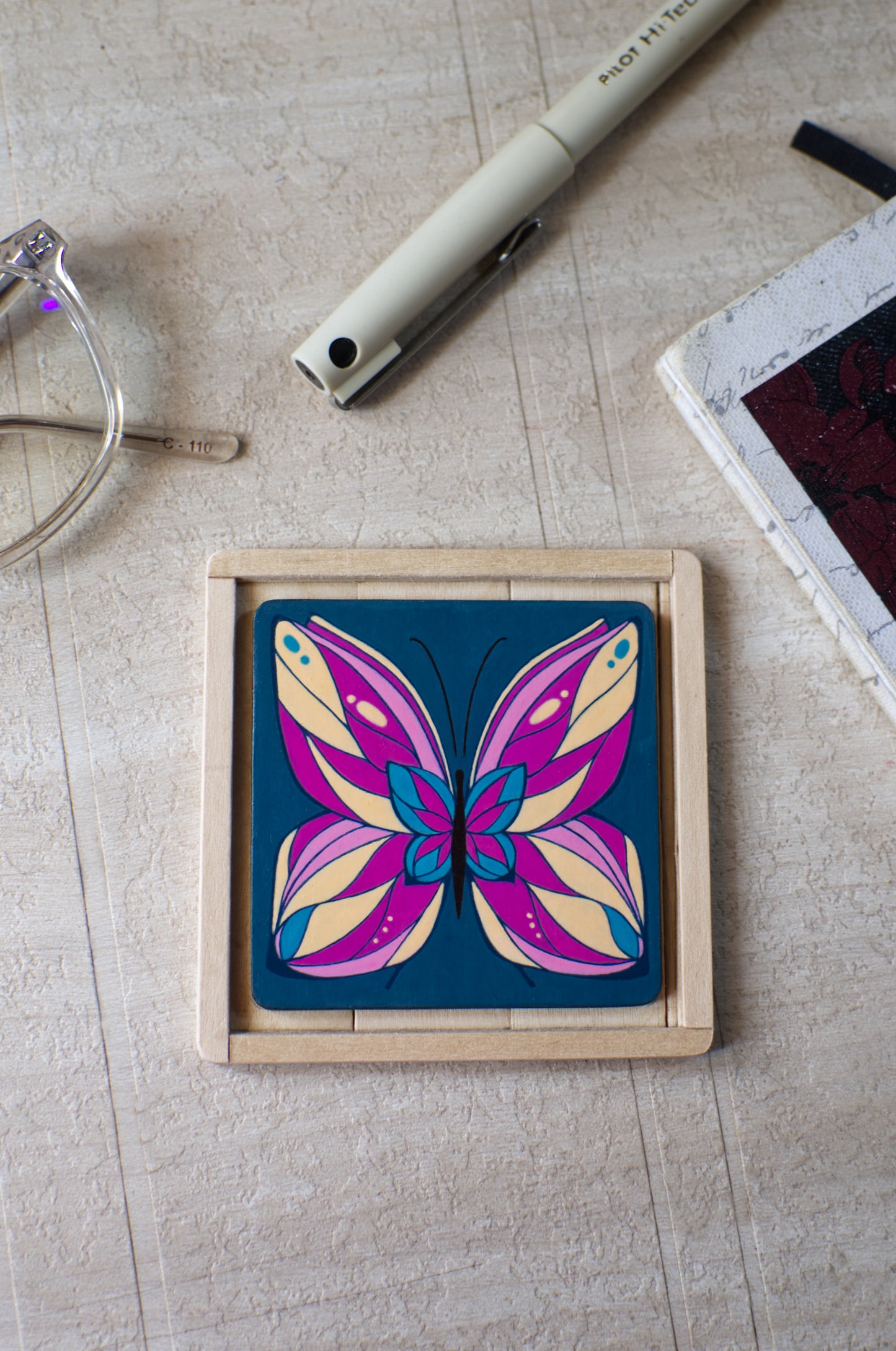 Mini Painting (Original): Butterfly 'Pink Promises'