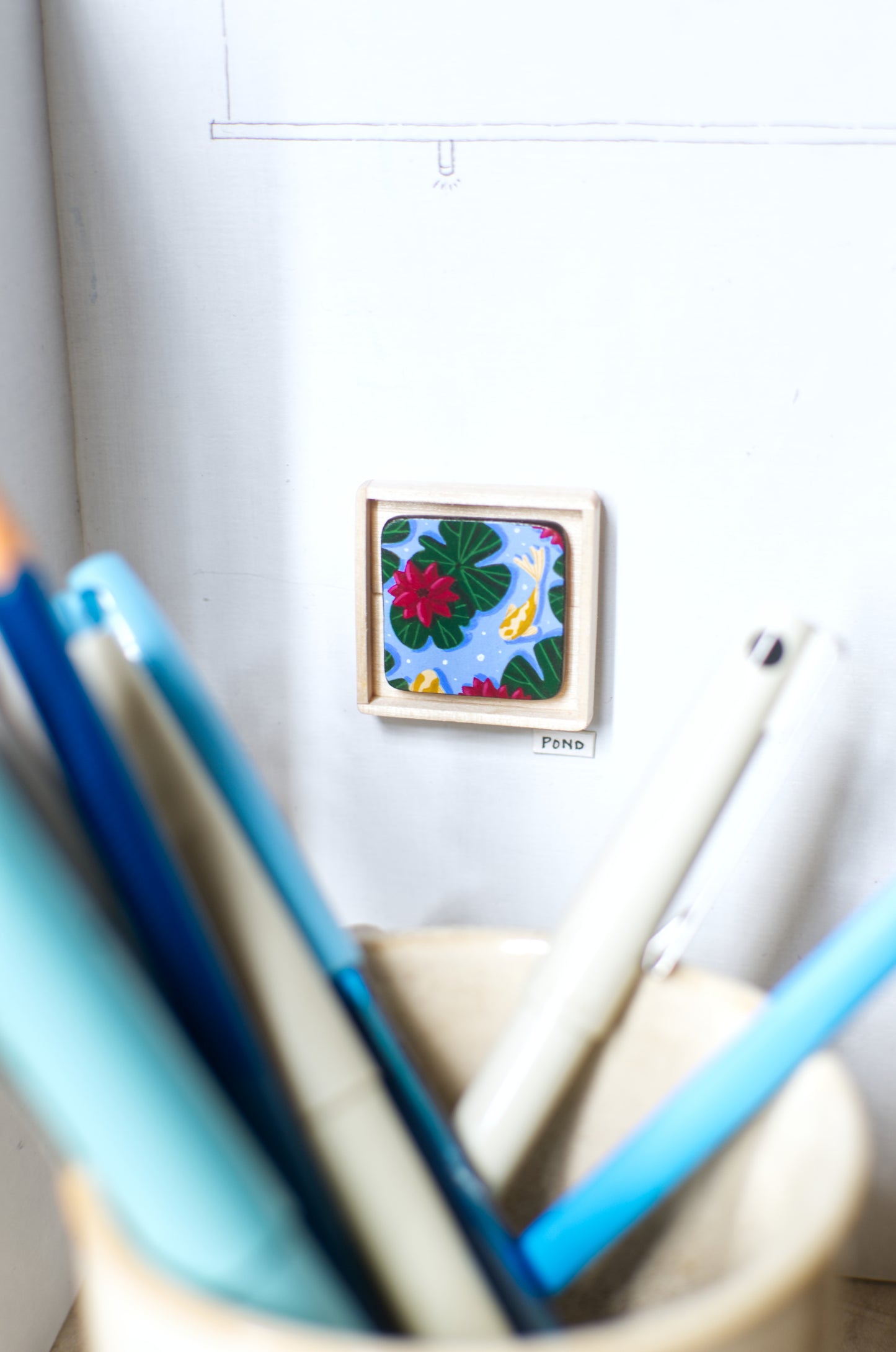 Hand-painted lapel pin, A Tiny Painting Titled 'Pond' | Pin | Lapel Pin | Brooch | Hand made