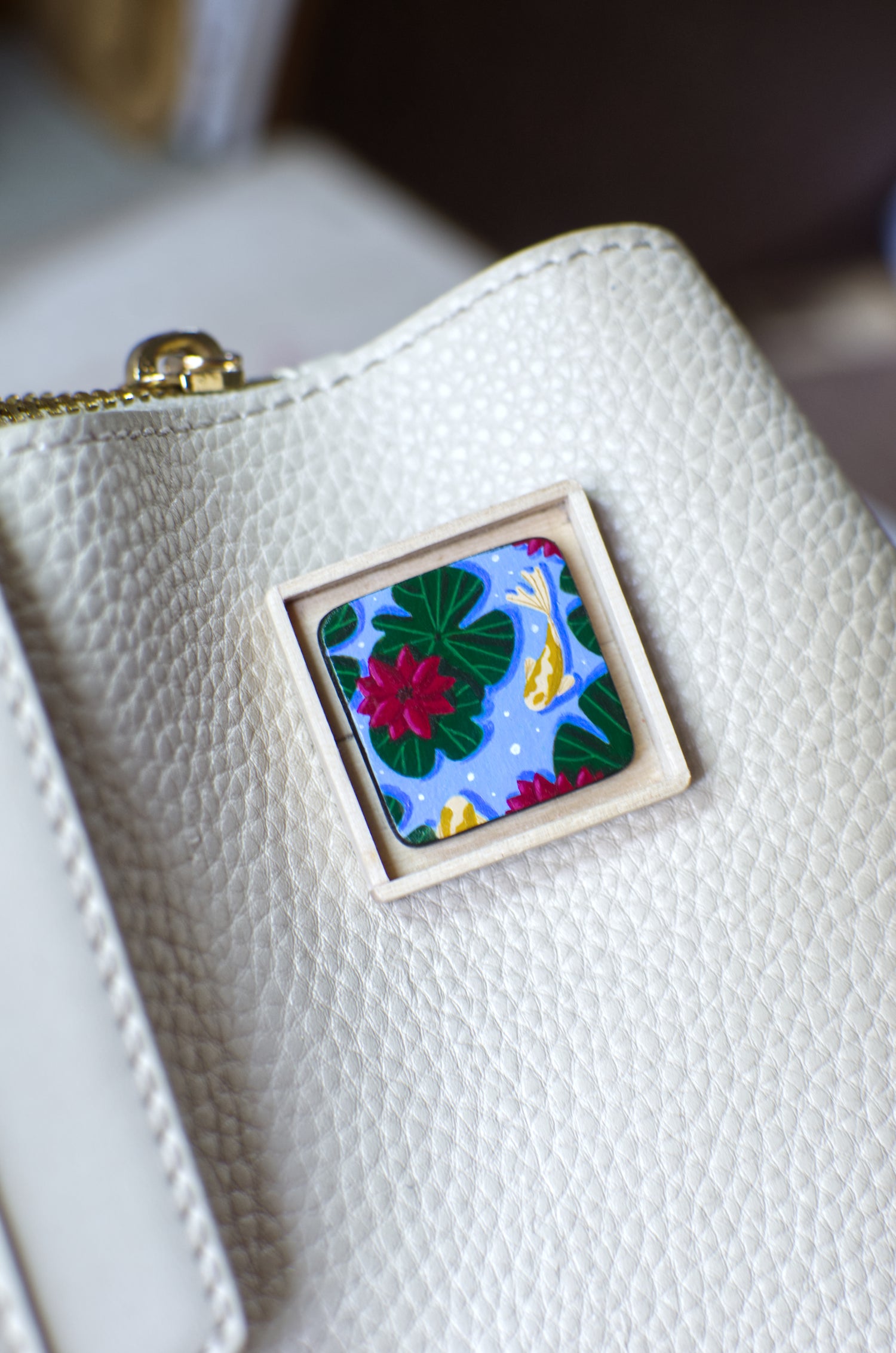 hand-painted lapel pin titled 'Pond'