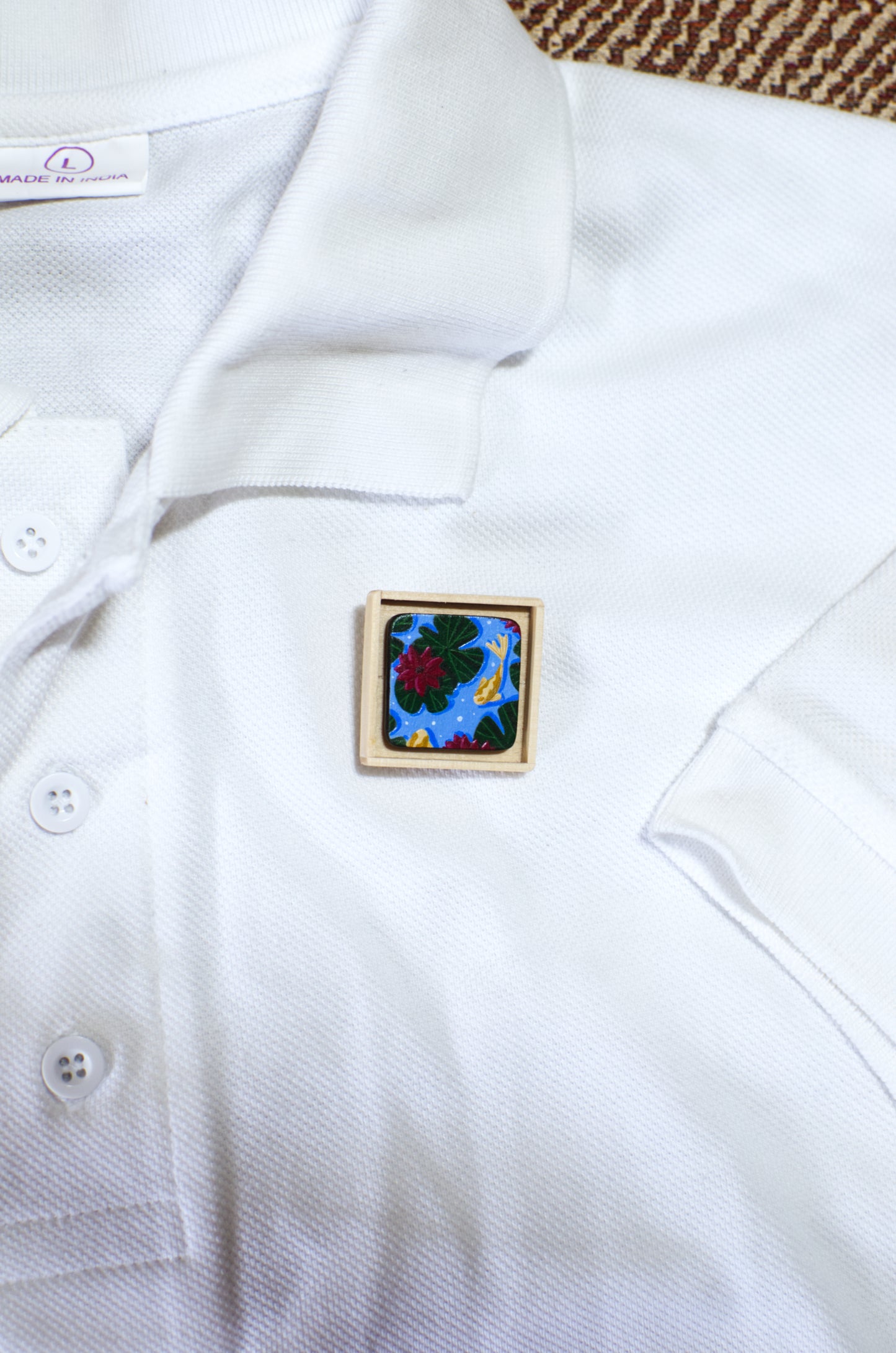 Hand-painted lapel pin, A Tiny Painting Titled 'Pond' | Pin | Lapel Pin | Brooch | Hand made