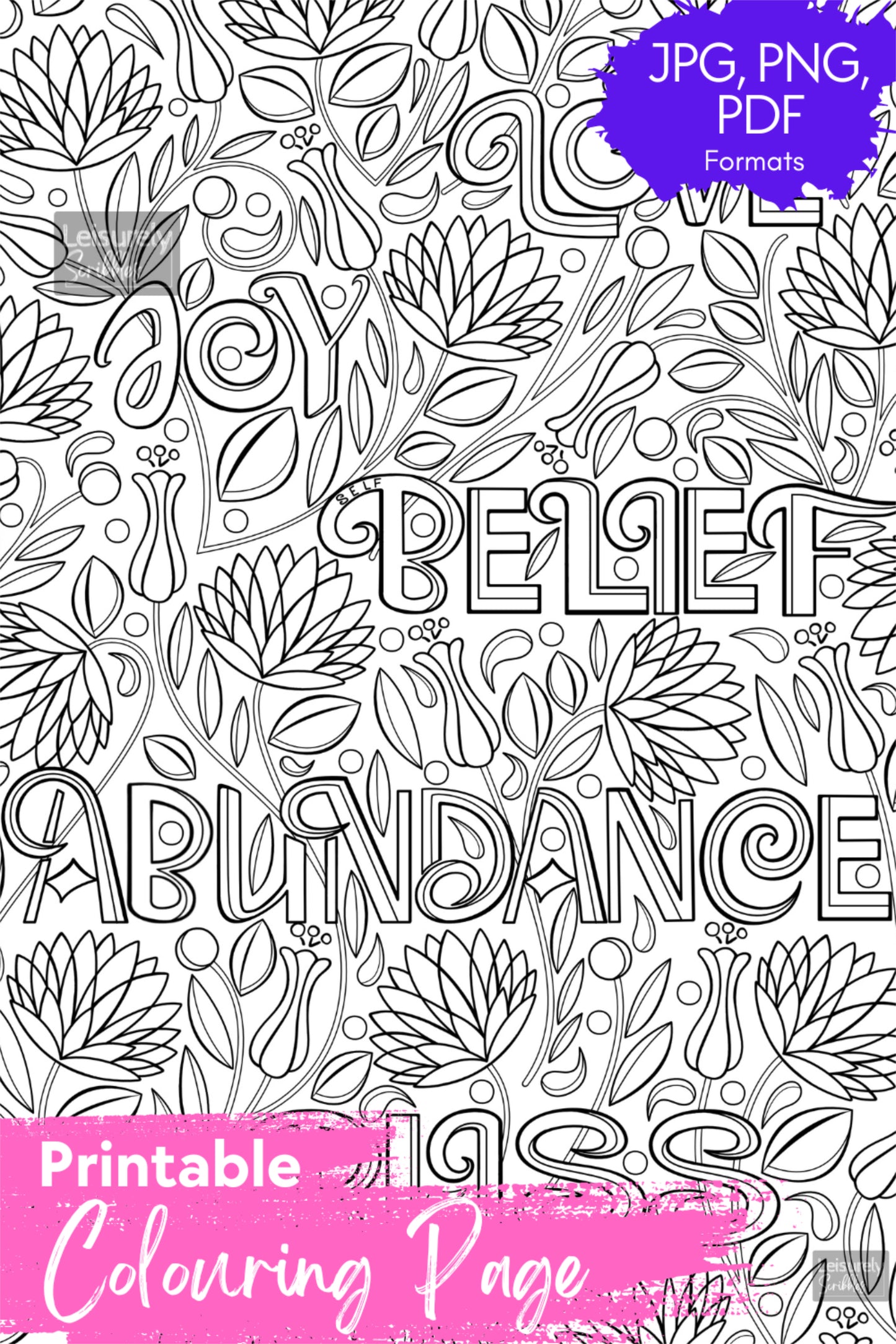 DIGITAL PRODUCT - 'Positively Floral' Colouring Page