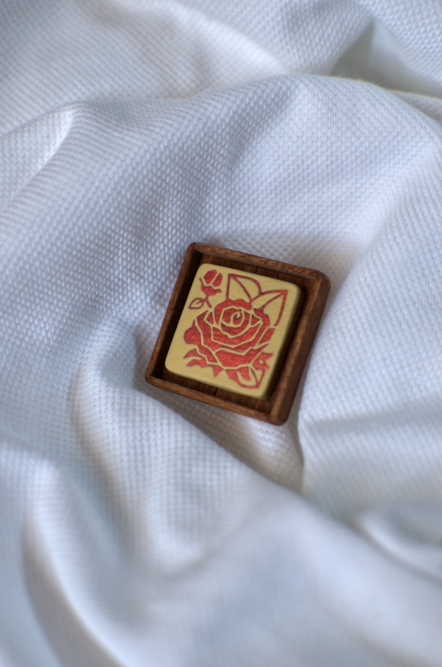 Tiny Painting You Can Wear: Cream-Copper Rose Pin | Framed | Lapel Pin | Brooch