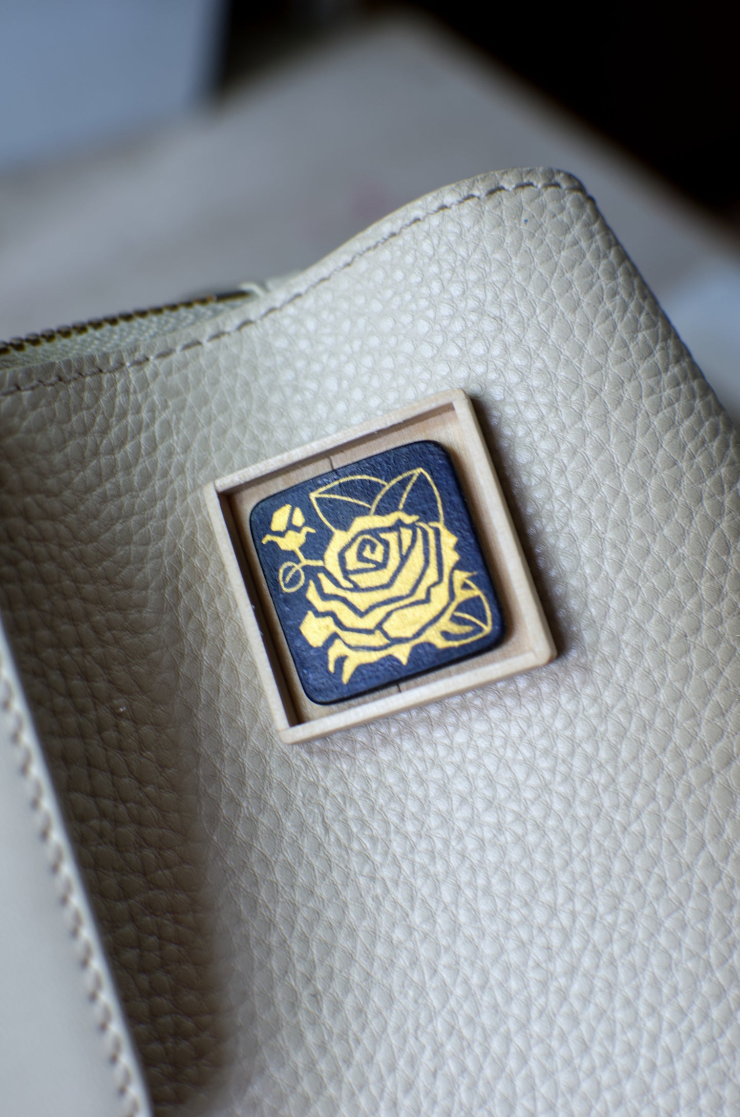 Hand-painted lapel pin, 'Rose In Gold & Navy Blue' | Pin | Lapel Pin | Brooch | Hand made