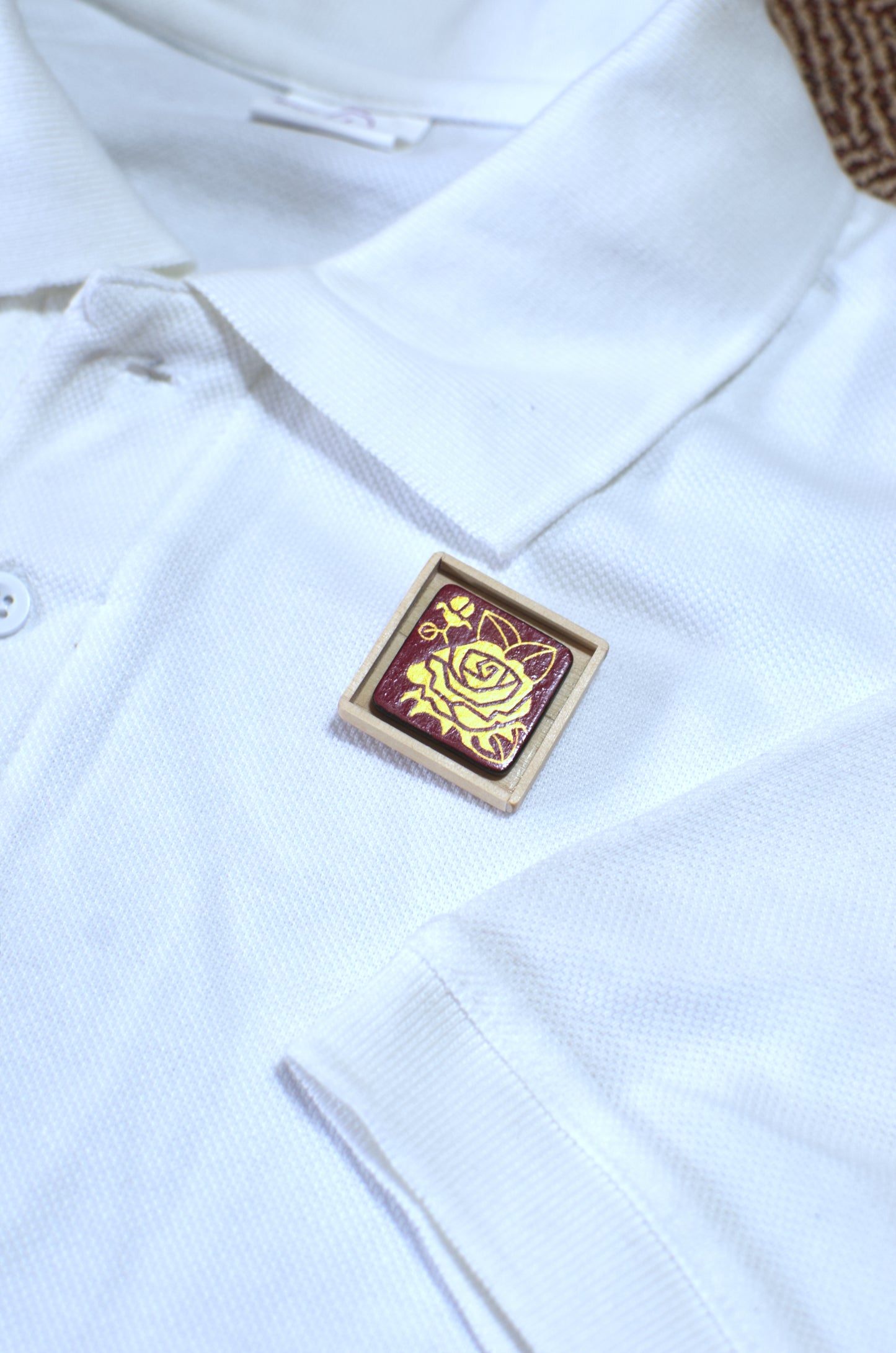 Hand-painted lapel pin, 'Rose In Gold & Red' | Pin | Lapel Pin | Brooch | Hand made