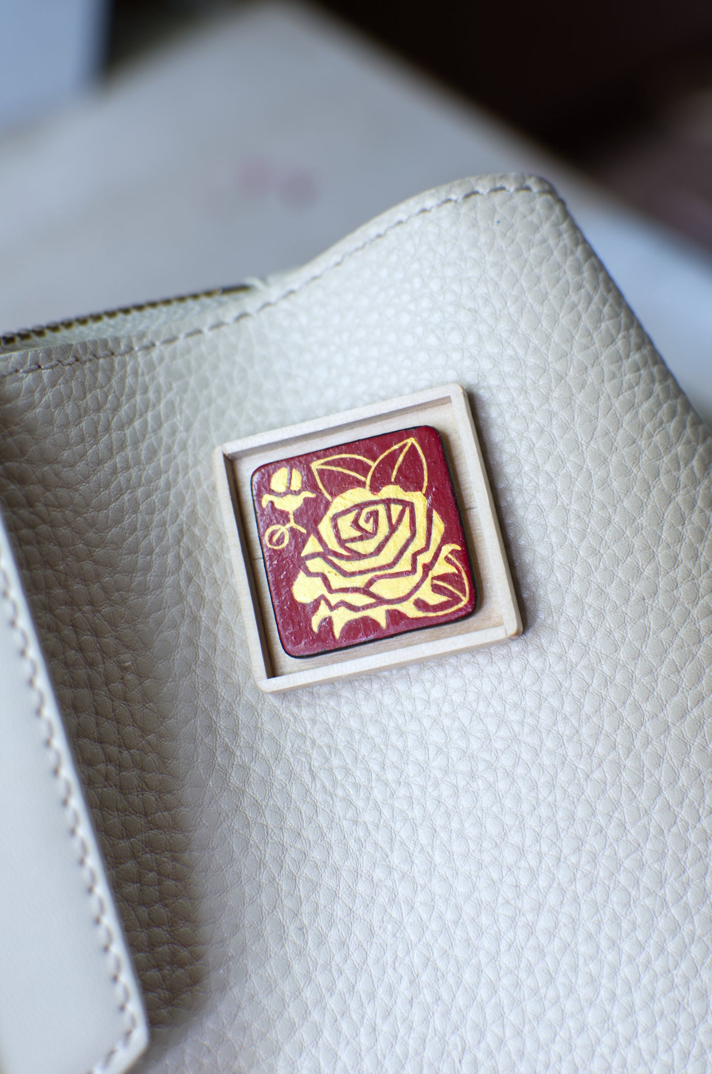 Hand-painted lapel pin, 'Rose In Gold & Red' | Pin | Lapel Pin | Brooch | Hand made