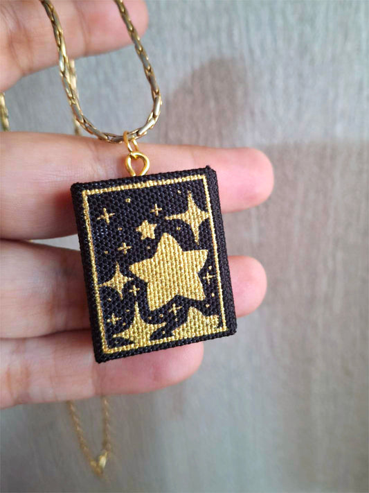 Miniature Book (Diary) Pendant: 'Stars' | Hand-Made | Miniature Diary | Pendant | Unique Gift | Hand-Crafted Pendant