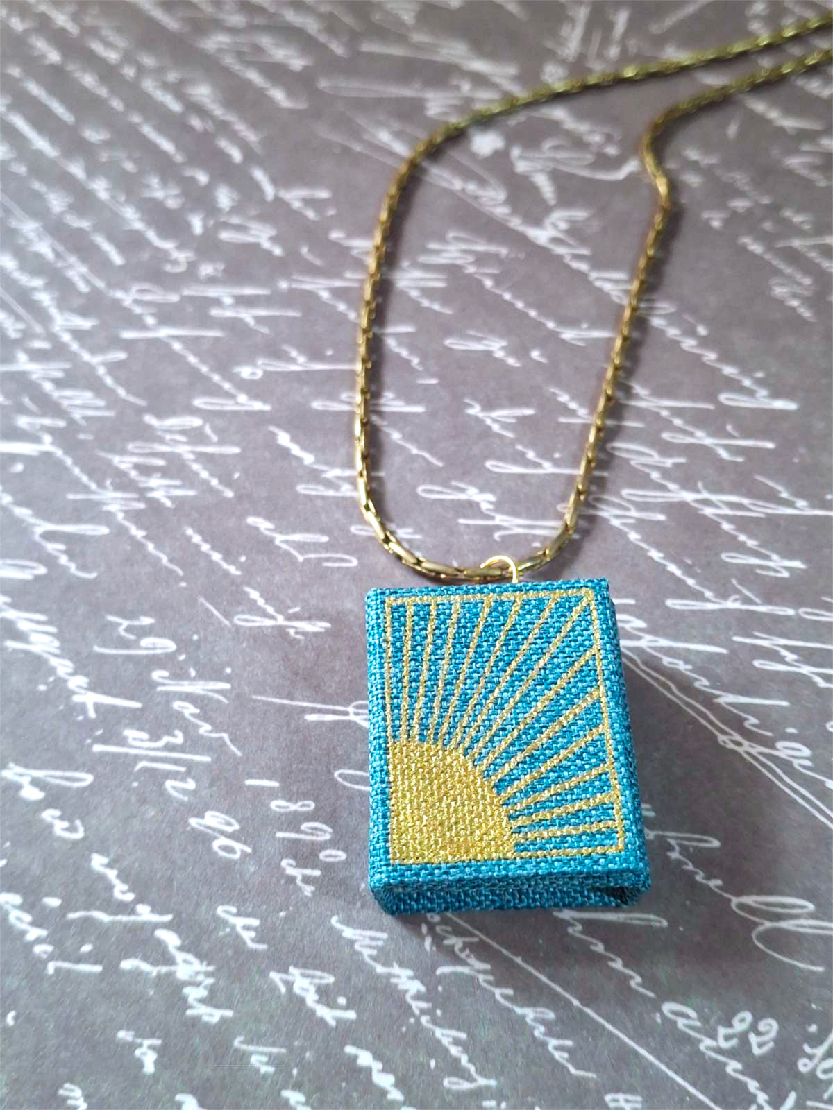 Miniature Book (Diary) Pendant: 'Sun' | Hand-Made | Miniature Diary | Pendant | Unique Gift | Hand-Crafted Pendant