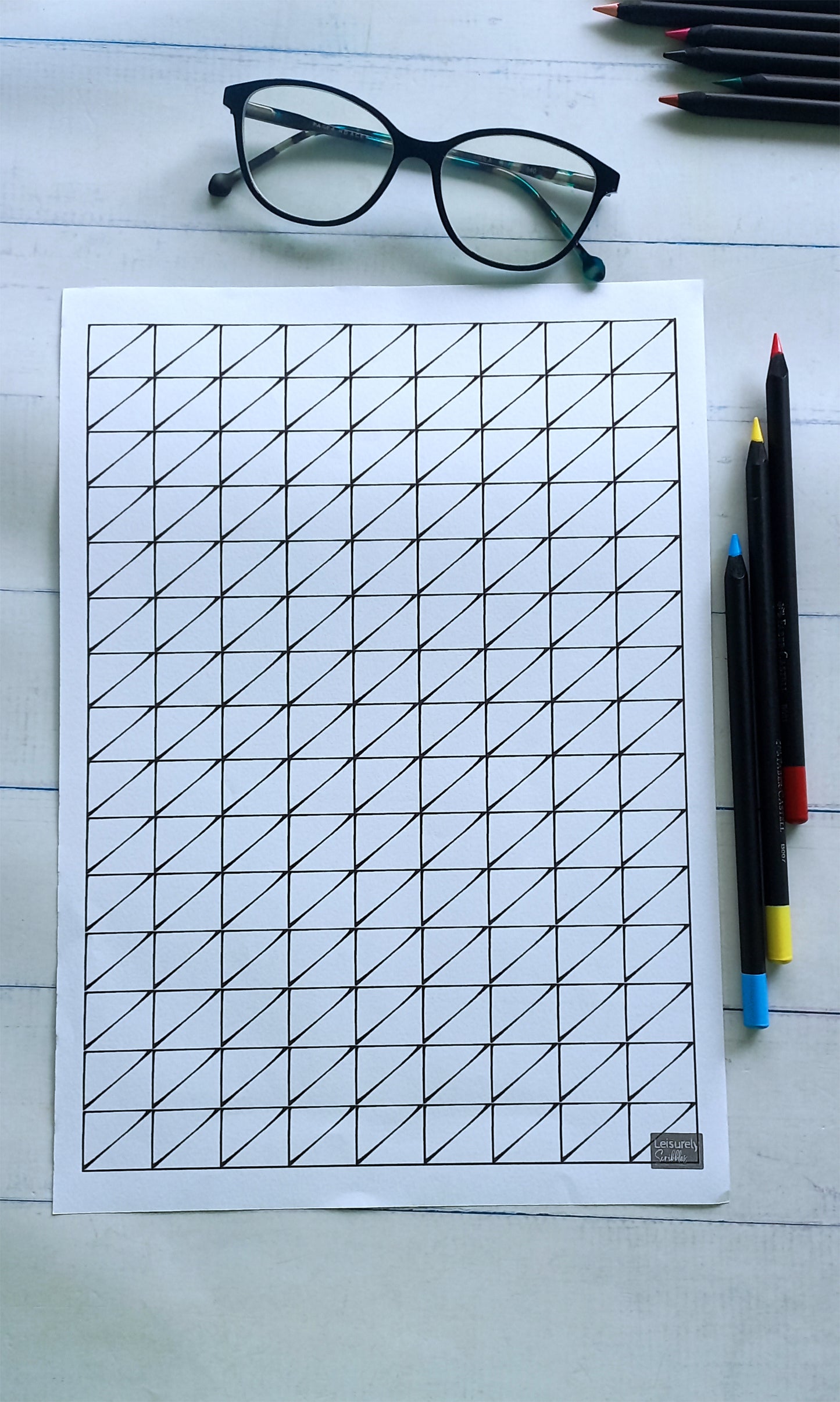 DIGITAL PRODUCT - 'Triangle Pattern' Colouring Page | Sizes: A4(21x29.5cm) & A5(14.8x21cm) | JPG & PDF