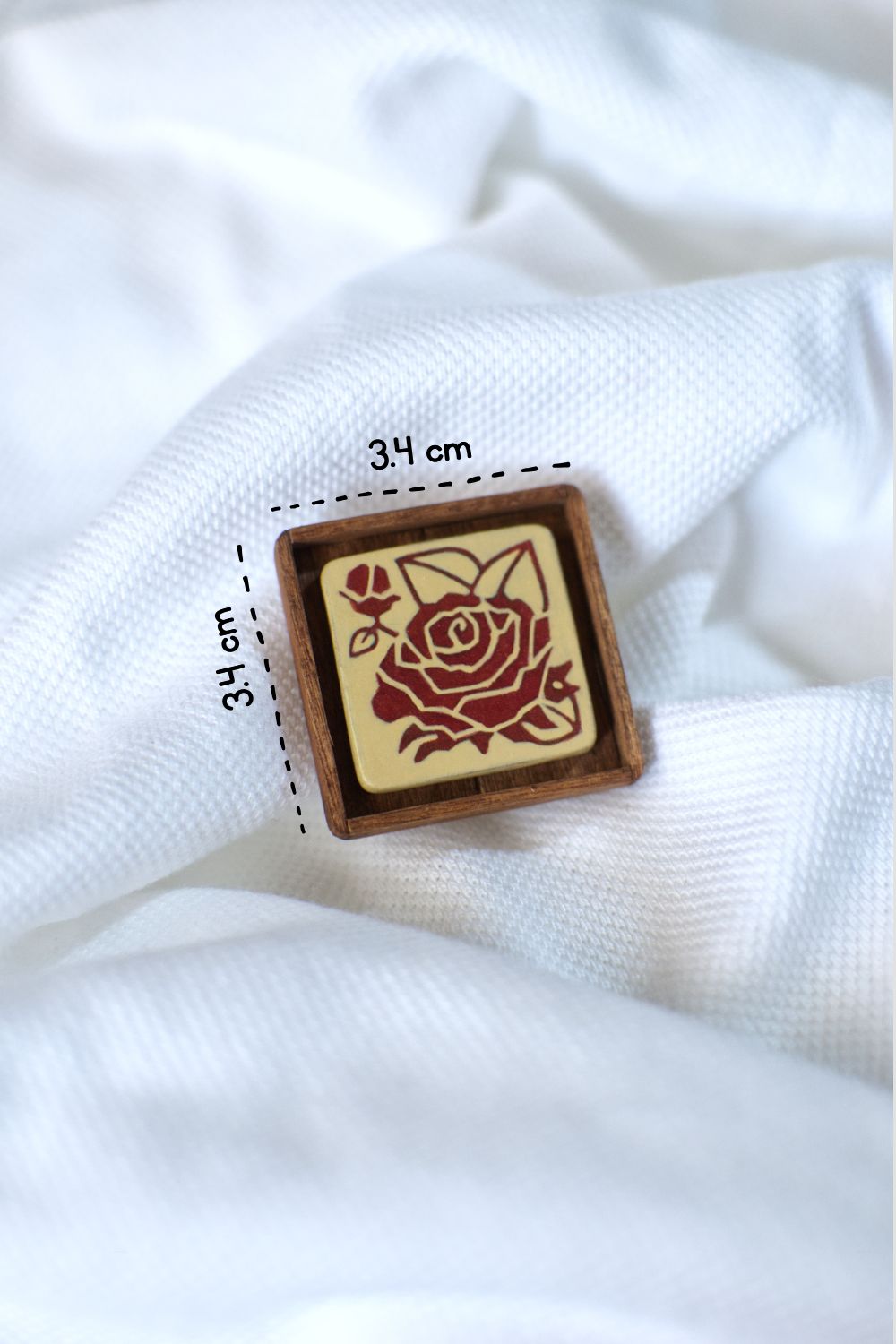 Tiny Painting You Can Wear: Cream-Copper Rose Pin | Framed | Lapel Pin | Brooch