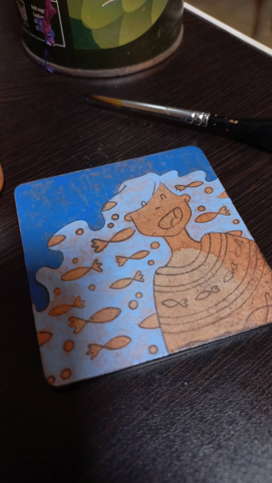 Mini Painting (Original): Fishy Kisses