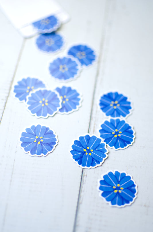 Stickers | 'Blue' Flower | Set Of 12