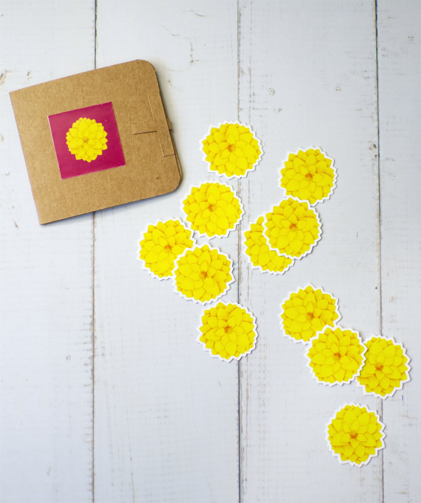 Yellow flower stickers, set of 12, for journals, planners, scrapbooks